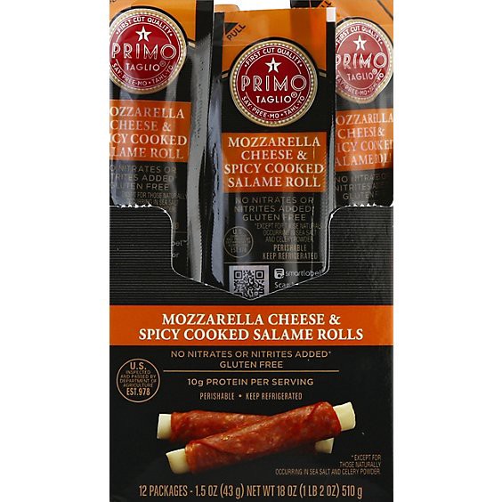 slide 1 of 1, Primo Taglio Roll Mozzarella Cheese And Spicy Salame - 24-1.5 Oz, 1.5 oz