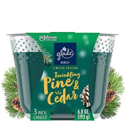 Glade Twinkling Pine & Cedar Scented Candle - 6.8 Oz