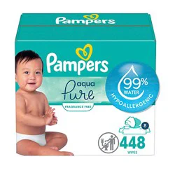 Pampers Aqua Pure Sensitive Baby Wipes 8 Pop Top - 448 Count
