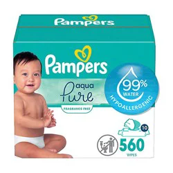 Pampers Aqua Pure Sensitive Baby Wipes 10 Pop Top - 560 Count