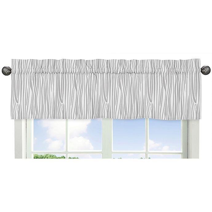 slide 1 of 1, Sweet Jojo Designs Woodland Animals Wood Grain Print Window Valance - Grey/White, 1 ct