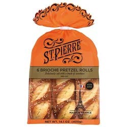 St Pierre Brioche Pretzel Rolls 6 Count - 14.1 Oz