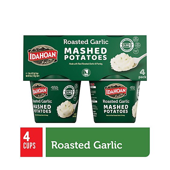 slide 1 of 11, Idahoan Roasted Garlic Cups - 4-1.5 Oz, 4 ct; 1.5 oz