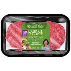 Lauras Lean Beef 92% Lean 8% Fat Patties - 12 Oz