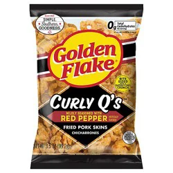 Golden Flake Pork Skins Curly Qs Red Pepper - 3.5 Oz