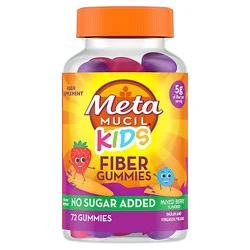 Metamucil Kids Fiber Supplement Gummies, No Sugar Added- 72 Count