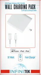 Inf 2 Port Type C 32w Usb Acertified Wall Charger - Each