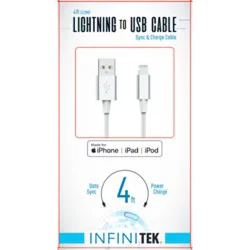4ft Mfi Lightning Sync Charge Cable White - Each