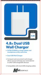 2 Port Usb Wall Charger White - Each