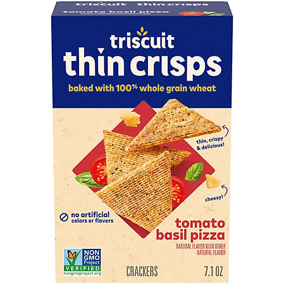 slide 1 of 14, Triscuit Thin Crisps Tomato Basil Pizza Whole Grain Wheat Crackers - 7.1 Oz, 7.1 oz