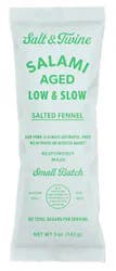 Salt And Twine Italian Style Salami With Fennel Seed And Sea Salt Salami Chub - 5 Oz