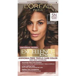 L'oreal Paris Excellence Universal Nudes Permanent Hair Color 5n Natural Brown Kit - Each