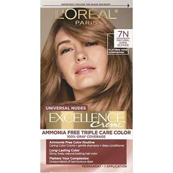 L'oreal Paris Excellence Universal Nudes Permanent Hair Color 7n Natural Dark Blonde Kit - Each