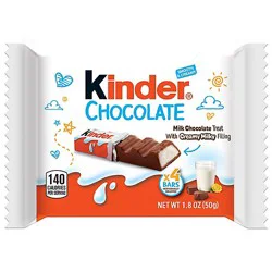 Kinder Chocolate Milk Chocolate Bar With Creamy Milky Filling Individually Wrapped 4 Bars - 1.8 Oz