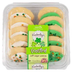 Kimberlys Bakeshoppe Vanilla Frosted Cookies Holiday Green White 10 Count - 13.5 Oz