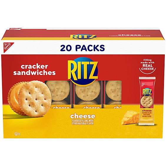 slide 1 of 1, Ritz Cheese Sandwich Crackers Snack Packs - 20 Count, 27 oz