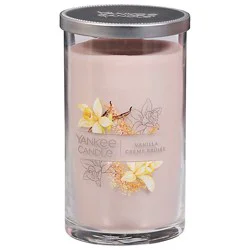 Yankee Candle Vanilla Creme Brulee Medium Pillar Jar Candle - 14.25 Oz