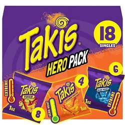 Takis Rolls Hero Bite Size Multipack Assorted Flavored Tortilla Chips 18 Count - 18 Oz