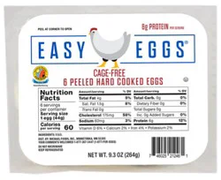 Easy Eggs Cage Free Peeled Hard Cooked Eggs - 6 Count