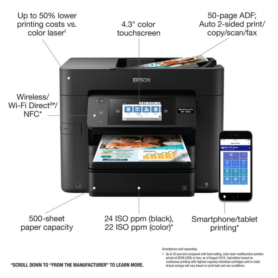 slide 5 of 10, Epson Workforce Pro Wf-4720 Wireless All-In-One Printer, Copier, Scanner, Fax, 1 ct