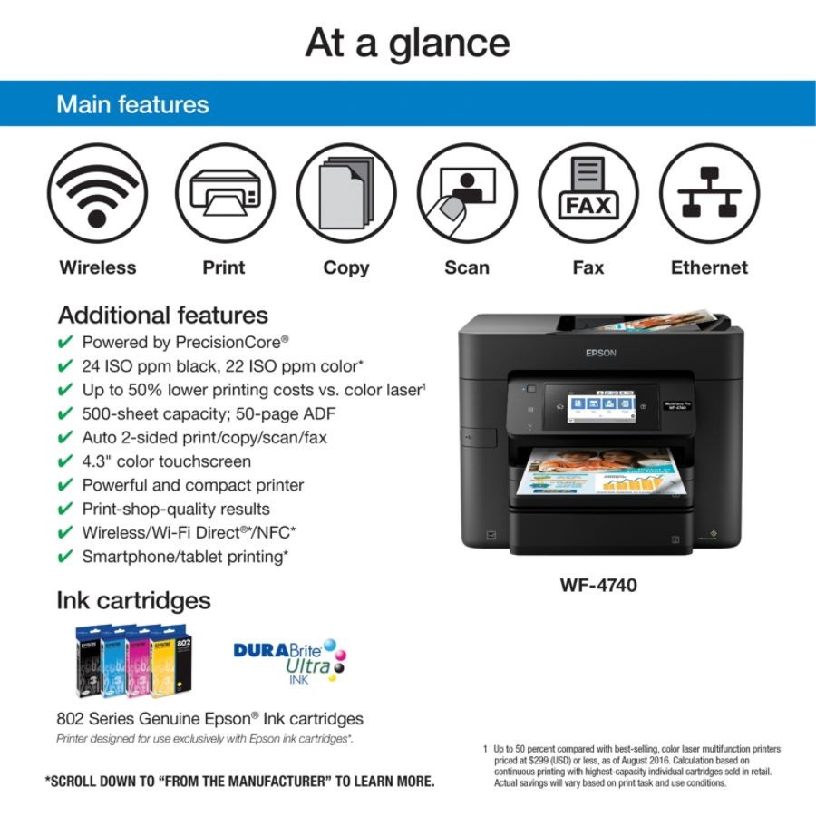 slide 2 of 10, Epson Workforce Pro Wf-4720 Wireless All-In-One Printer, Copier, Scanner, Fax, 1 ct