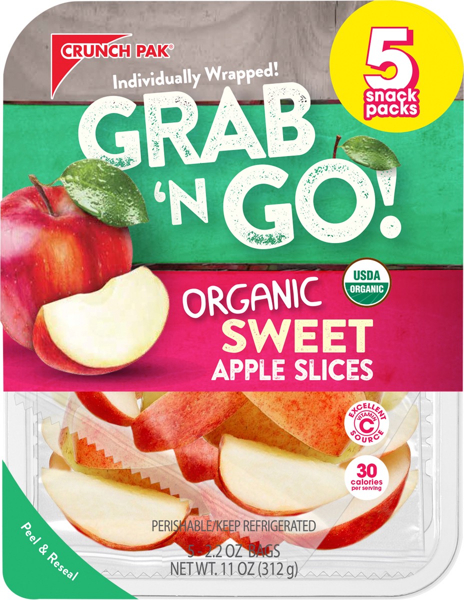 slide 6 of 6, Crunch Pak Organic Sweet Apple Slices Grab N Go Count 5 - 2.2 Oz Each, 5 ct; 2.2 oz