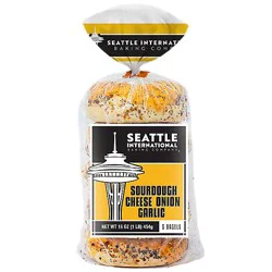 Seattle International Sourdough Cheese Onion Garlic Bagel - 16 Oz
