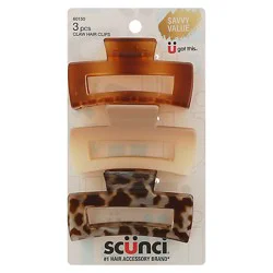 Scunci Open Cut Rectangular Claw Clips 3 Pack 8 Cm - Each