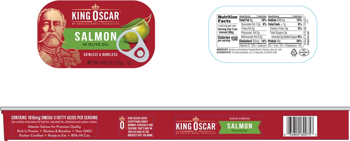 slide 2 of 6, King Oscar Skinless Boneless Salmon - 4.05 Oz, 4.05 oz