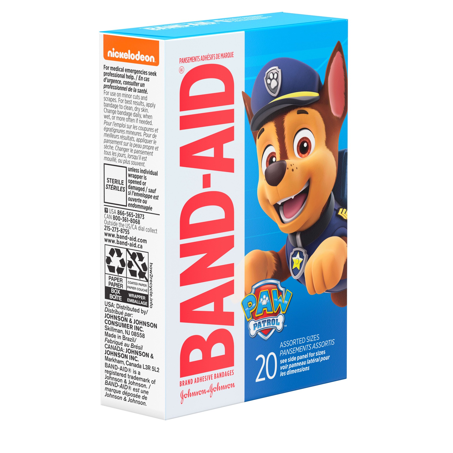 slide 4 of 8, BAND-AID Bandages For Kids, Nickelodeon Paw Patrol, Assorted, 20 ct
