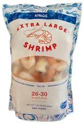 Kings Extra Large Cooked Shrimp 26-30 Count Peeled & Deveined Tail On - 16 Oz