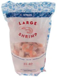 Kings Cooked Large Shrimp 31-40 Count, Peeled And Deveined, Tail On - 16 Oz