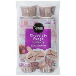 Signature Select Chocolate Fudge Sundae Ice Cream Cups - 12-3 Fl. Oz.