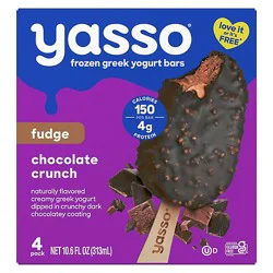 Yasso Fudge Chocolate Crunch Frozen Greek Yogurt Bars - 4-10.6 Fl. Oz.