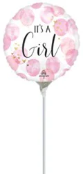 Baby Girl Balloon 9 Inch Air Filled Stick - Each