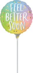 Get Well Balloon Air Filled Stick 9 Inch - Each