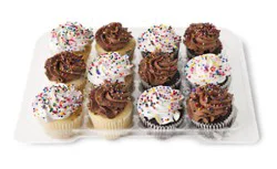 White & Choc Whipped Icing Cupcakes 12 Count - Each