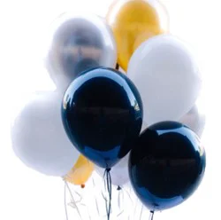 Black White And Gold Balloons Latex Dozen - Each