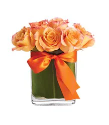 Overjoyed Boutique Orange Mini Modern Rose Arrangement - Each