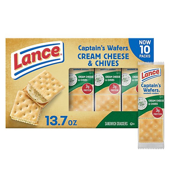 slide 1 of 1, Lance Captain's Wafers Cream Cheese And Chives Sandwich Crackers Multipack - 10-1.37 Oz, 13.7 oz