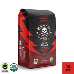 Death Wish Coffee Organic And Fair Trade Dark Roast Whole Bean Coffee - 10 Oz