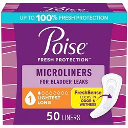Poise Daily Microliners 1 Drop Absorbency Long Incontinence Panty Liners - 50 Count
