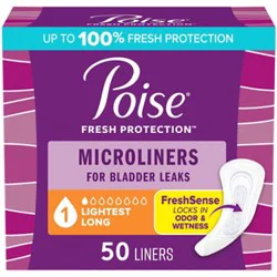 Poise Daily Microliners 1 Drop Absorbency Long Incontinence Panty Liners - 50 Count