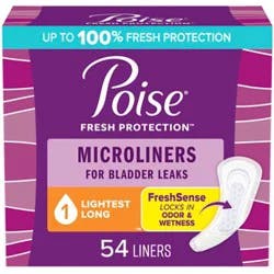 Poise Daily Microliners 1 Drop Absorbency Incontinence Panty Liners - 54 Count