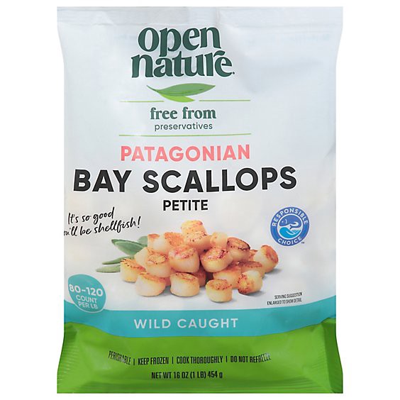 slide 1 of 1, Open Nature Bay Scallops Patagonian - 16 Oz, 16 oz
