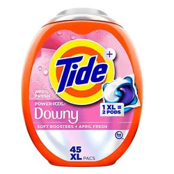 Tide Power Pods Laundry Detergent With Downy Soft Boosters April Fresh - 45 Count