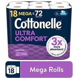 Cottonelle Ultra Comfort Mega Toilet Paper Rolls, 244 Sheets Per Roll - 18 Count