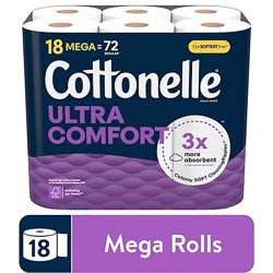 Cottonelle Ultra Comfort Mega Toilet Paper Rolls 244 Sheets Per Roll - 18 Count