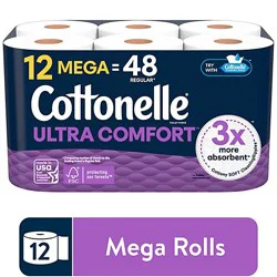 Cottonelle Ultra Comfort Mega Toilet Paper Rolls, 244 Sheets Per Roll - 12 Count
