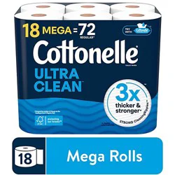 Cottonelle Ultra Clean Mega Toilet Paper Rolls 284 Sheets Per Roll - 18 Count